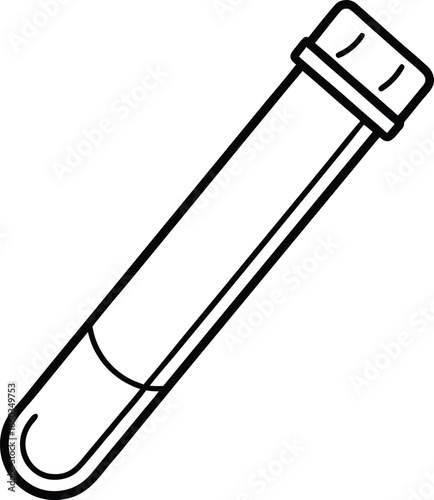 Blood test tube line art silhouette isolated on white background