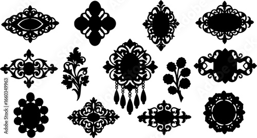 Antique Brooch silhouette vector
