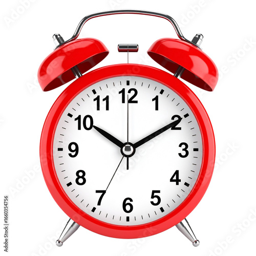 Foto A Vintage Red Alarm Clock, Time and Morning Routine Graphic PNG