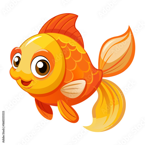 Cute cartoon goldfish vector