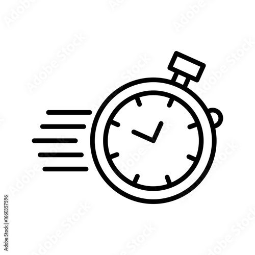 Fast response time clock vector symbol. quick, rush or faster work service icon. rapid delivery symbol.
