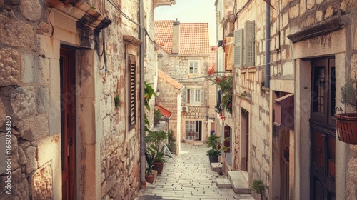 Narrow historic european alleyway