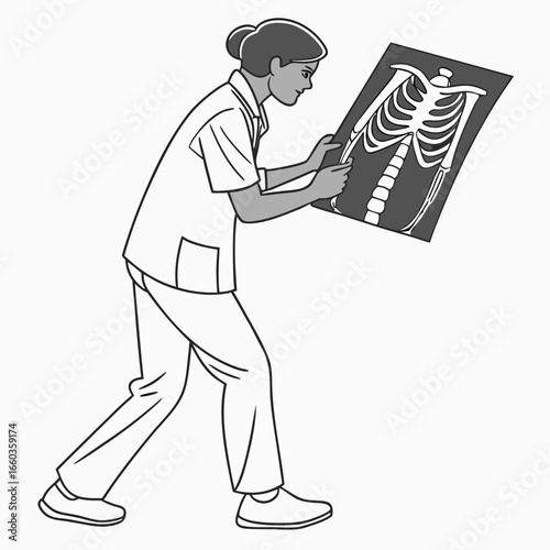 Doctor examining an xray of a patients chest