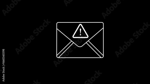 Spam email alert danger concept on transparent background. Illustrating cybersecurity risk and data breach threat in modern digital. Electronic mail, phishing, warning, red. with 4k video animation.