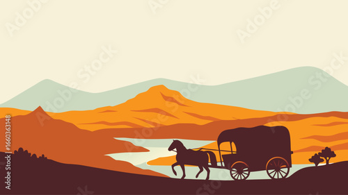 pioneer day background illustration with west american emigrant wagon suitable for use on pioneer day event in united states
