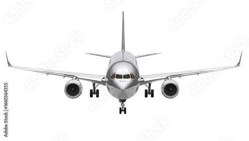 Frontal View of Passenger Airplane with Landing Gear Isolated