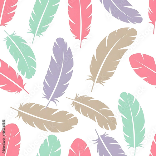 Delicate Feather Pattern: A Seamless Blend of Soft Hues Creating an Airy and Ethereal Aesthetic Displaying a Repetitive Motif
