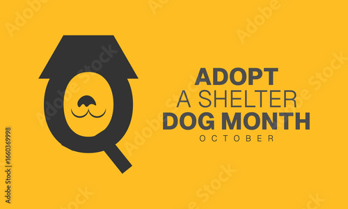 Adopt a Shelter Dog Month Poster Design Template with Pet Icons and Creative Shapes for Animal Welfare Adoption Campaign Digital Banner and Background for Web browser

