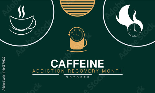 Caffeine Addiction Recovery Month observed every year in October. Coffee Cups and Background Template Design. Health Campaigns and Awareness Posters. social marketing and banner for web browser
Catego