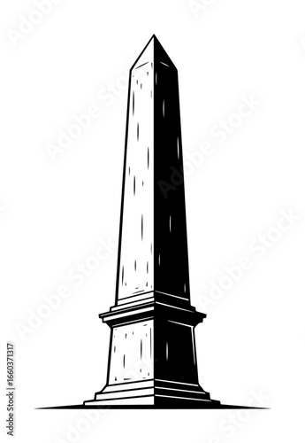 Tall Granite Obelisk Standing Alone – Vintage Vector