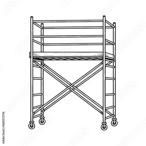 Hand Drawn Mobile Scaffolding Vector Illustration