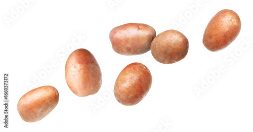 Wallpaper Mural Fresh raw potatoes flying on white background Torontodigital.ca