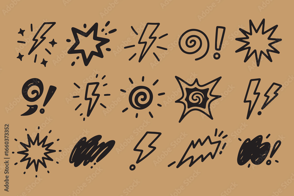 Fototapeta premium Collection of hand drawn comic book style explosions and sound effects