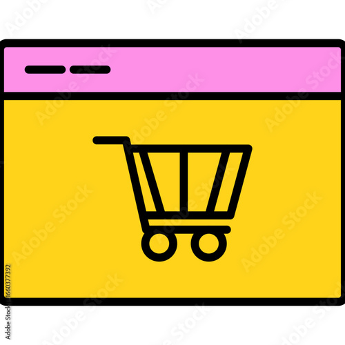 Web Browser shopping cart Tool flat icon design