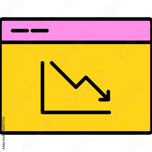 Web Browser sale graph down Tool flat icon design