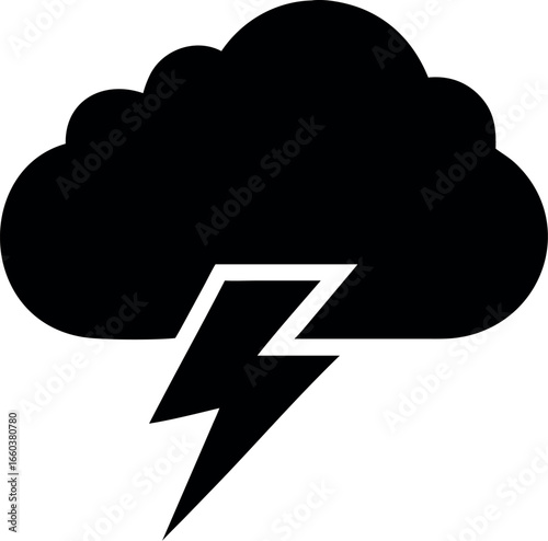 Storm icon. Vector illustration of lightning and cloud icon symbol. Caution bad and dangerous weather. Lightning discharges symbol vector