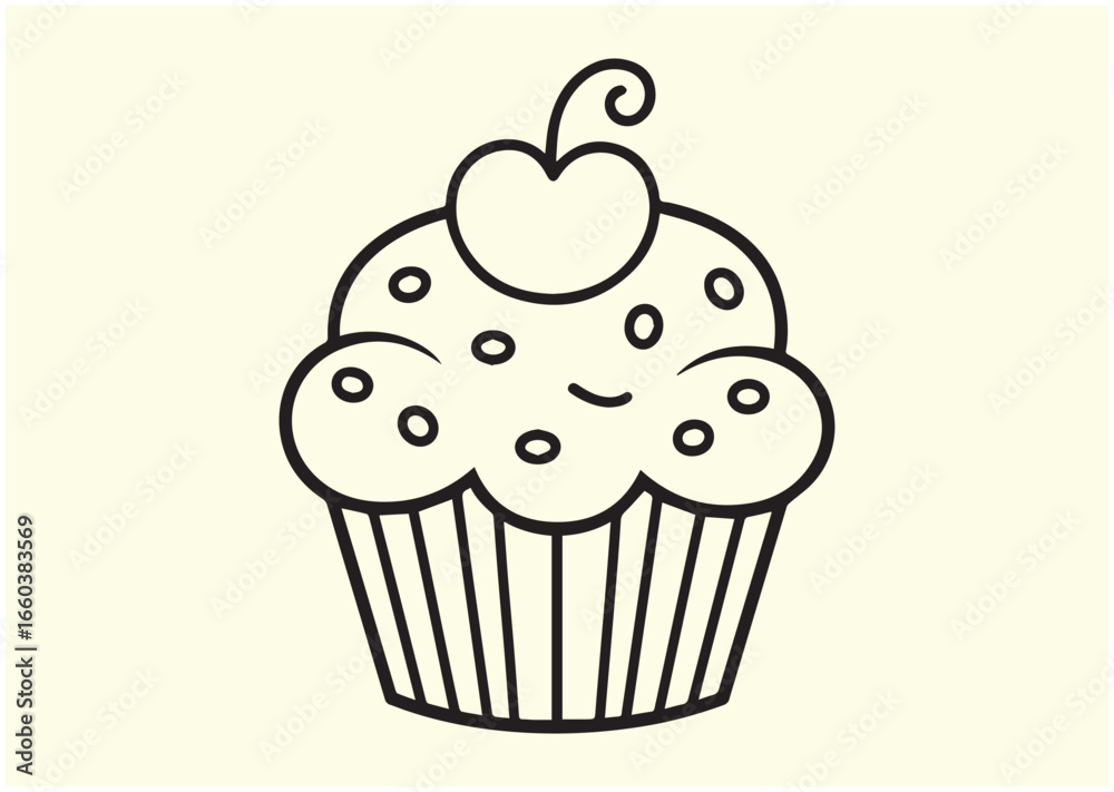 Cute baby cupcake line art Vector Cute baby cupcake line art Vector
