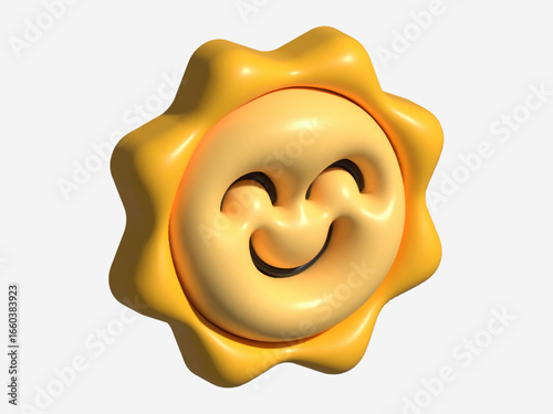 Happy 3D Cartoon Sun Icon design illustration