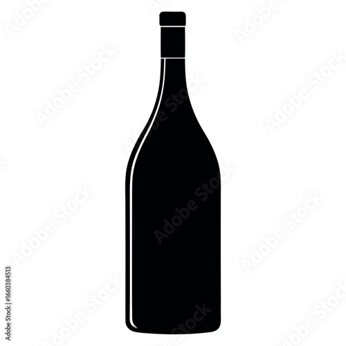 black wine bottle vector illustration