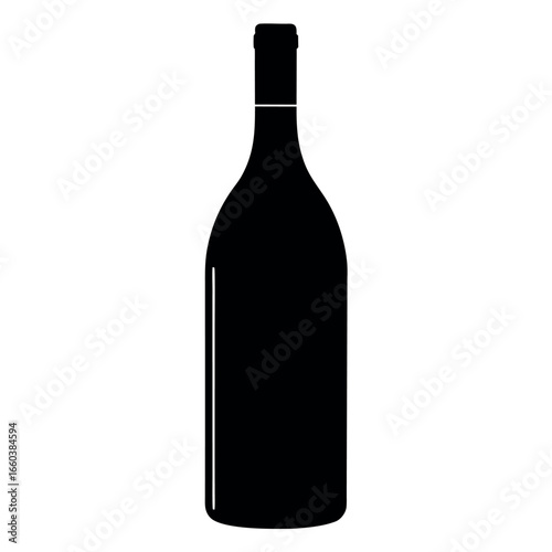 black wine bottle vector illustration