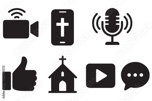 church service, live streaming, bible, sermon, broadcast, microphone, social media, like, church video, religious content, online church service