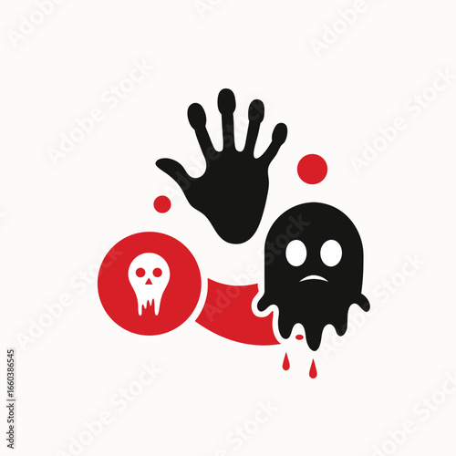 Spooky bloody handprint for halloween celebrations and horror themes