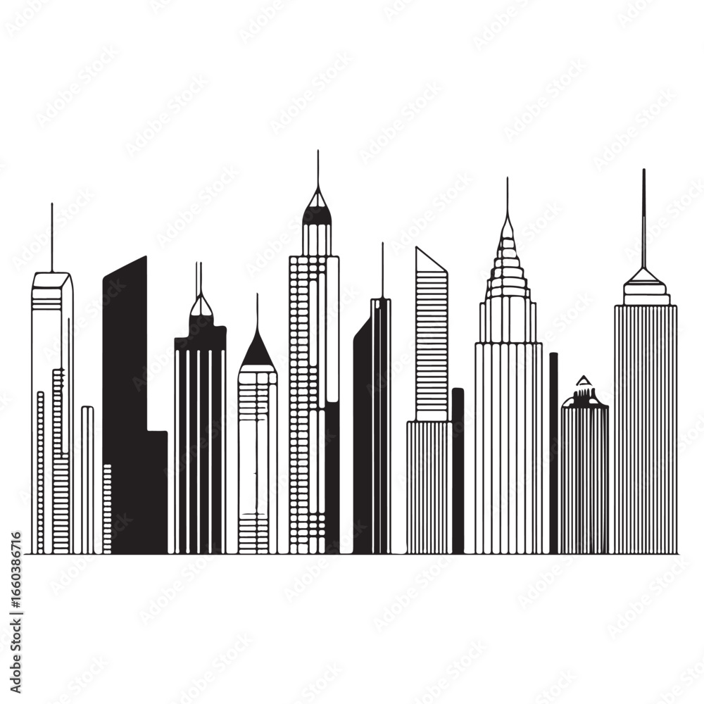 Fototapeta premium City skyline graphic illustration