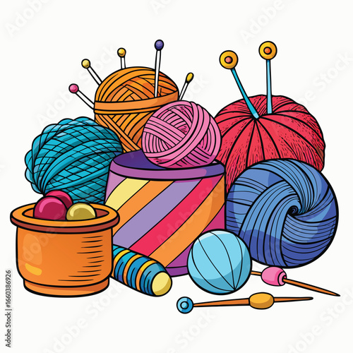 knitting yarn and knitting needles
