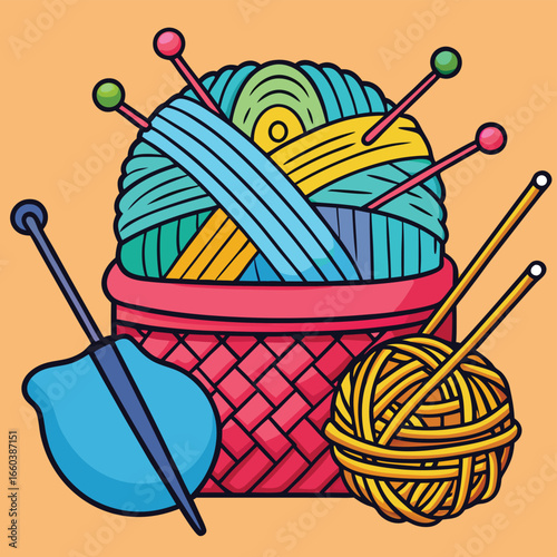 knitting yarn and knitting needles