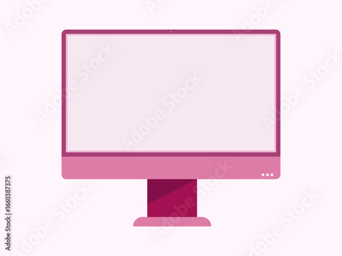Pink Flat Desktop Monitor with Blank Screen