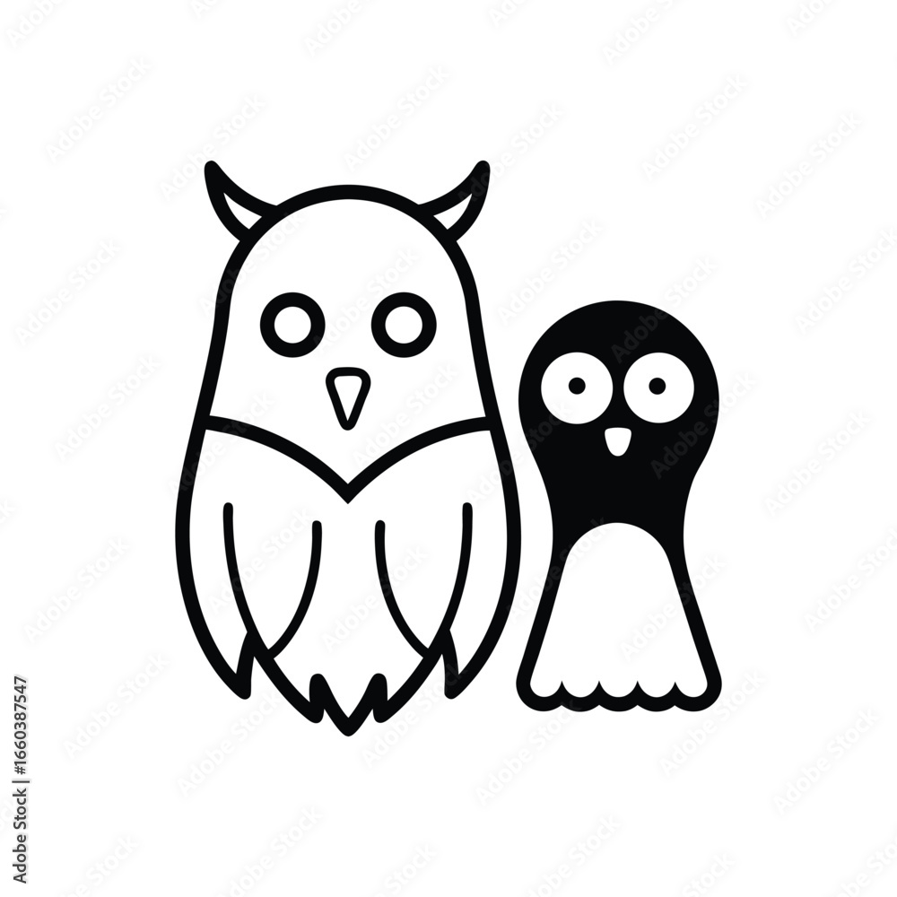 Obraz premium Halloween owl design with flat outline style