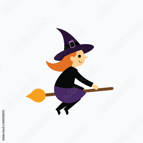 Halloween witch broom icon for spooky celebrations