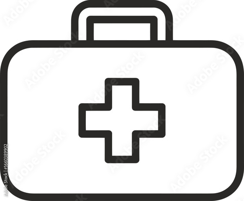 Modern medical first aid kit icon symbolizing healthcare emergency care and safety protocols