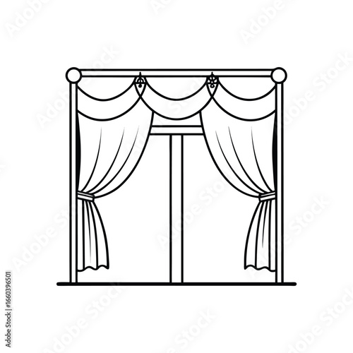 curtains line art vector illustration