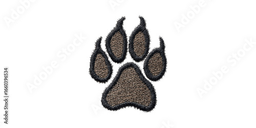 Embroidered Animal Paw Print Patch. Symbol Of Wildlife And Nature Conservation Isolated On Transparent Background