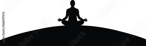 Meditation silhouette, yoga, lotus pose, mindfulness, calm, spiritual, zen, wellness, balance