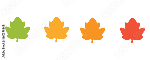 Autumn Leaves Vector Icons Set – Seasonal Fall Foliage in Gradient Colors