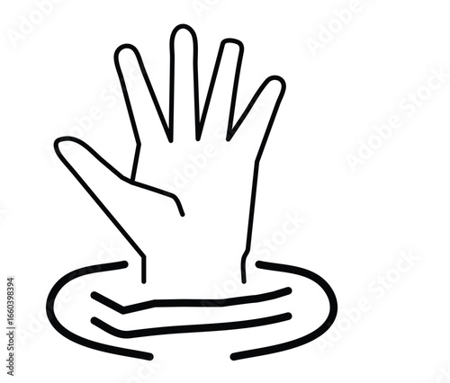 Hand Up Help Vector Icon – SOS, Emergency and Rescue Symbol