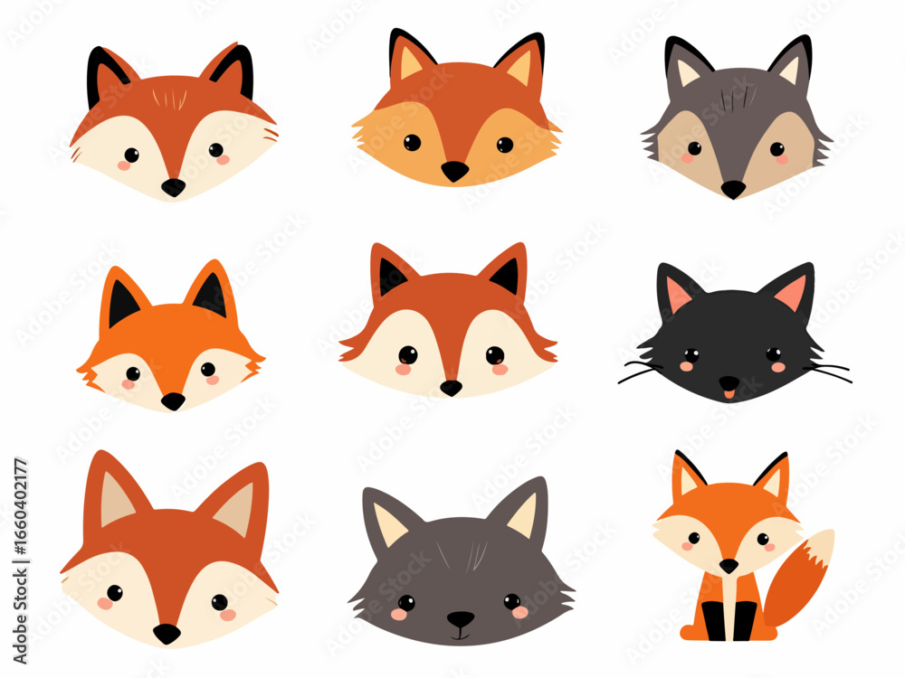Obraz premium set of red fox
