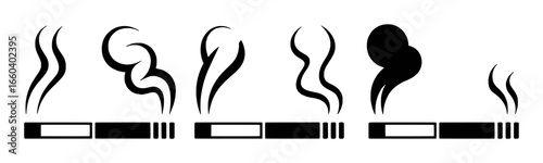 Collection of Cigarette Smoke Icons and Symbols
