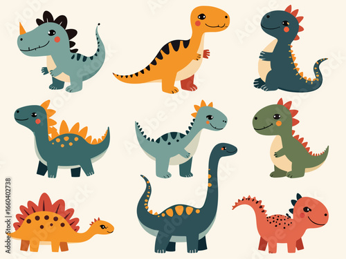 seamless pattern with funny Dinosaur