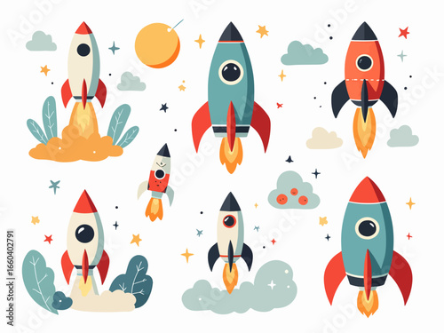 space rocket seamless pattern