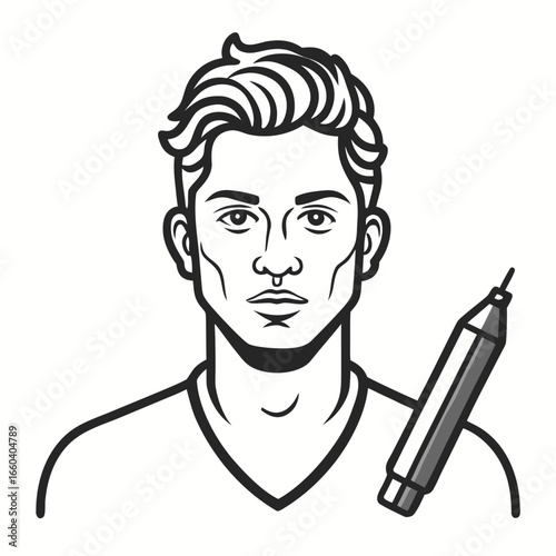 man with pen