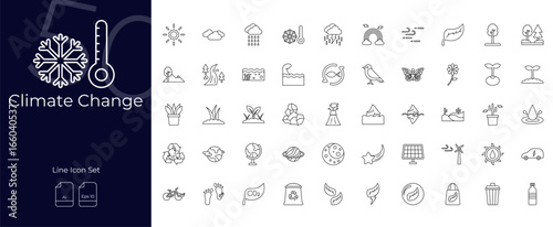 Climate Change line editable icon set