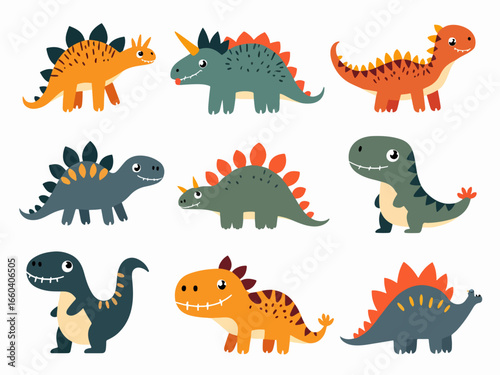 Set of cartoon dinosaurs, set of dinosaurs