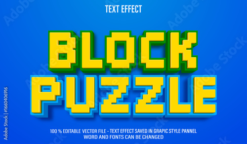 Block Puzzle  3d editable text effect style
