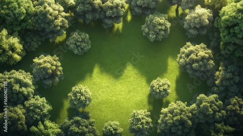 Captivating aerial view of a serene park nature landscape peaceful birdseye perspective