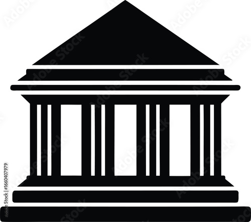 Bank Building silhouette vector art illustration