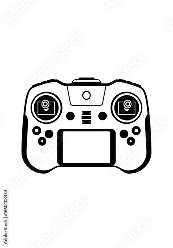 Close-up of a black and white illustration of a drone remote controller.