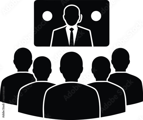 Conference Call silhouette vector art illustration